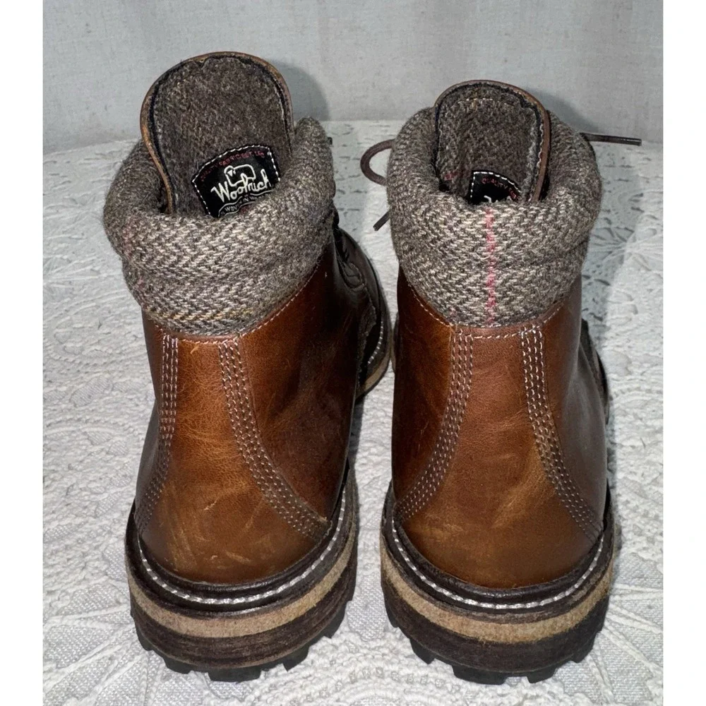 Woolrich WoodWright Men's Sz 8 Brown Leather Wool Lined Boots